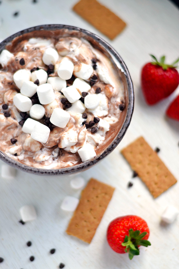 Creamy Smore's Dip with strawberries