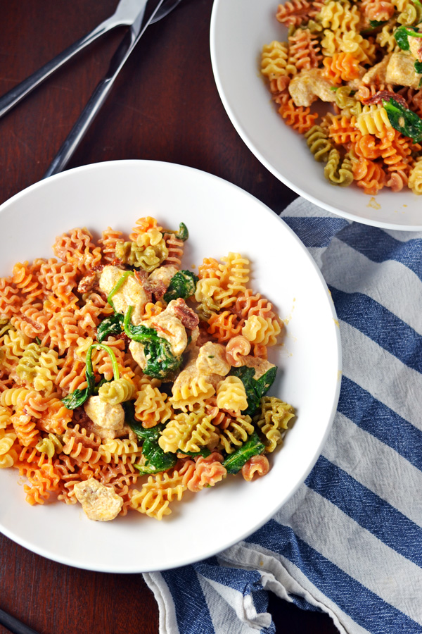 Two big bowls of Asiago Chicken Pasta.