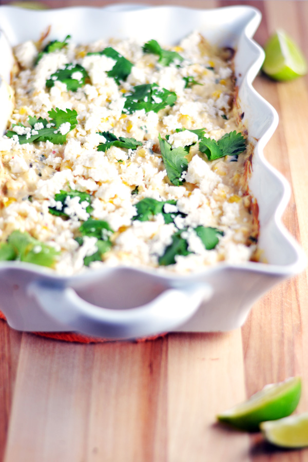 Baked Hot Mexican Corn Dip garnished with cilantro.