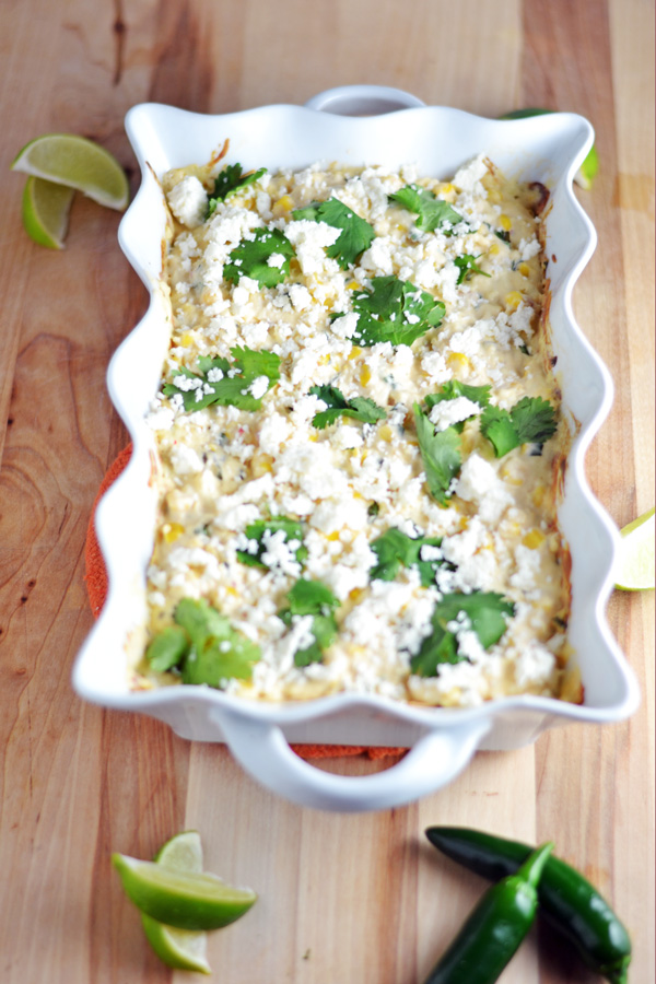 Hot Mexican Corn Dip ready for serving.