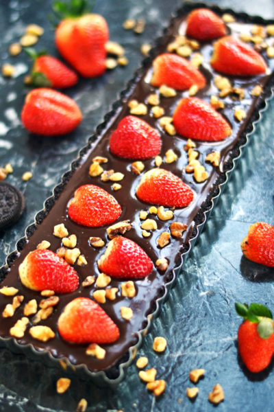 Beautiful No Bake Strawberry Chocolate Tart