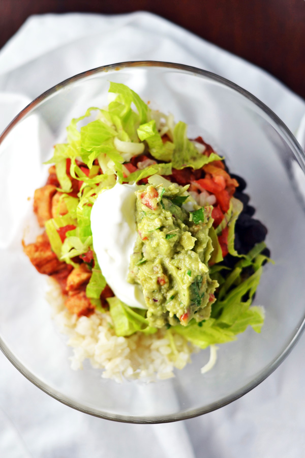 Guacamole to top off the Chicken Burrito Bowls