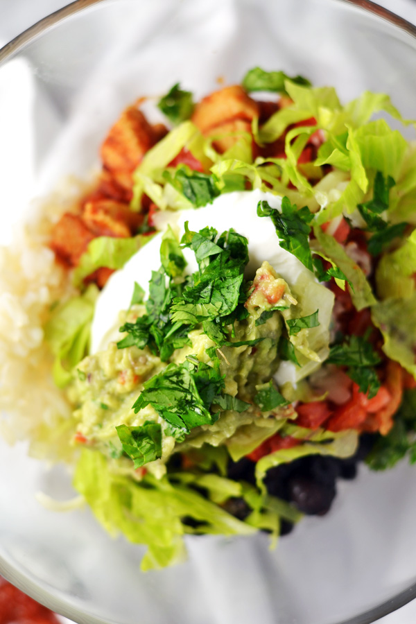 Close up shot of Chicken Burrito Bowls